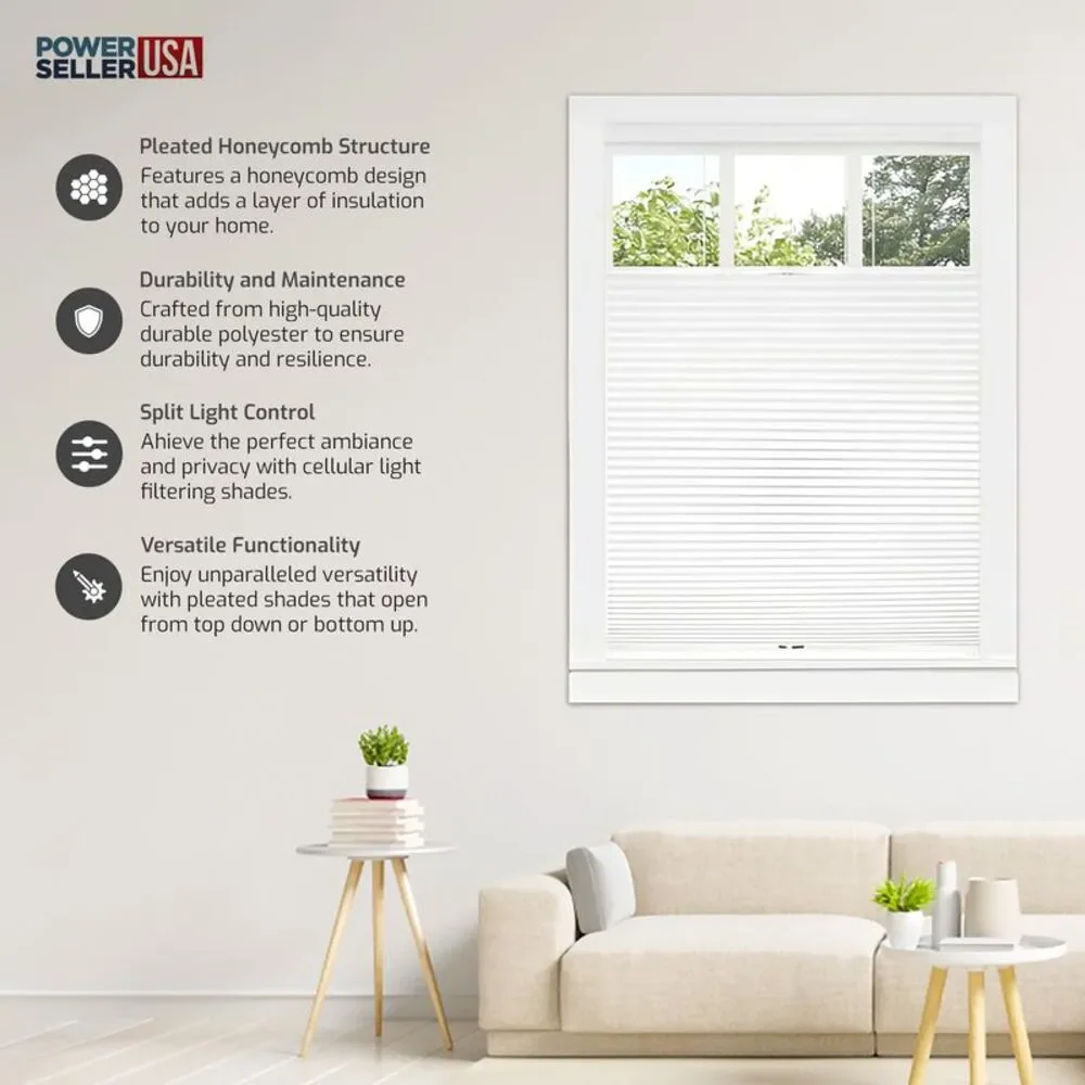 Cordless Window Blinds Cellular Top-Down Bottom-Up Honeycomb Pleated 3/8